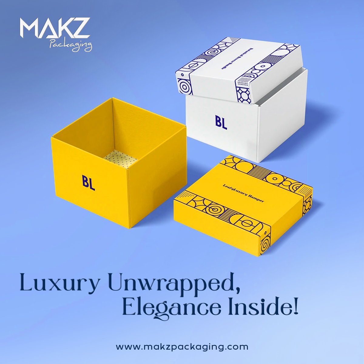 makzpackaging's tweet image. Add a touch of sophistication to your products with our two-piece boxes! Whether for retail or gifting, they ensure your brand stands out with style. 

#LuxuryPackaging #TwoPieceBoxes #GiftBoxDesign #ElegantPackaging #GiftPackagingIdeas #CustomPackagingDesign #MakzPackaging