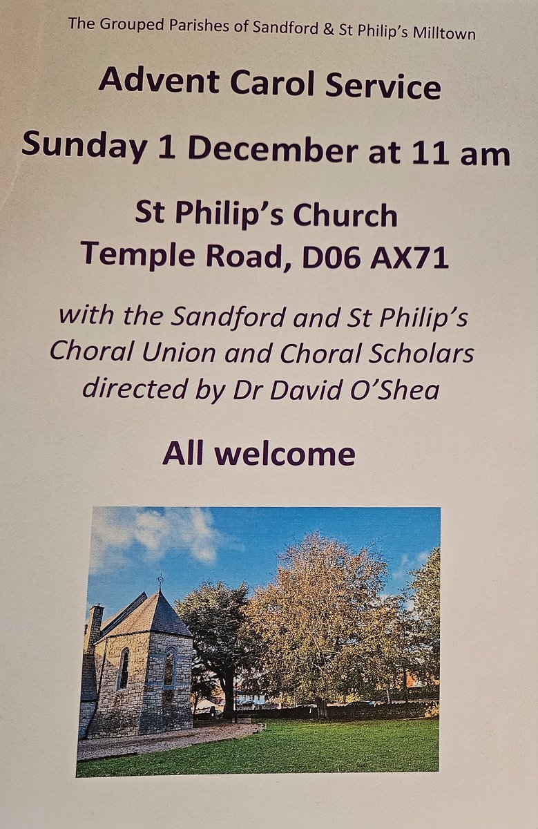 Advent Carol Service this Sunday, 1st December, in St Philip's Church at 11am.  All welcome!