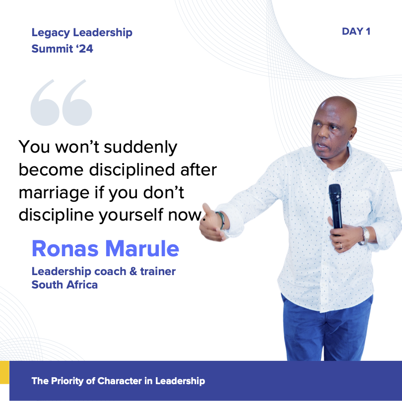 LeadLegacy101's tweet photo. You won’t suddenly become disciplined after marriage if you don’t discipline yourself now. Start building good habits today!

#LegacyLeadershipSummit https://t.co/S2SxCo8UVI
