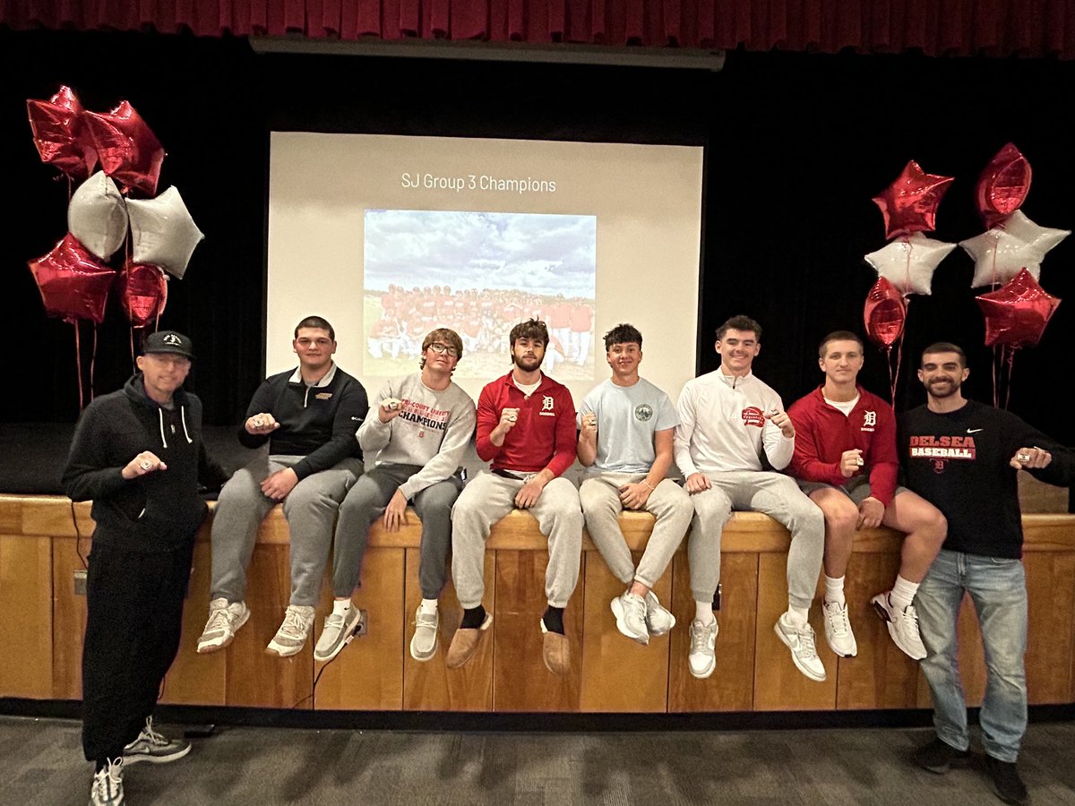The 2024 sectional championship baseball team got their rings today. Nice to have Coach Smith and most of the seniors back! Lots a great memories! One of the best teams in Delsea history. Thank you to Coach Starr for making this happen.