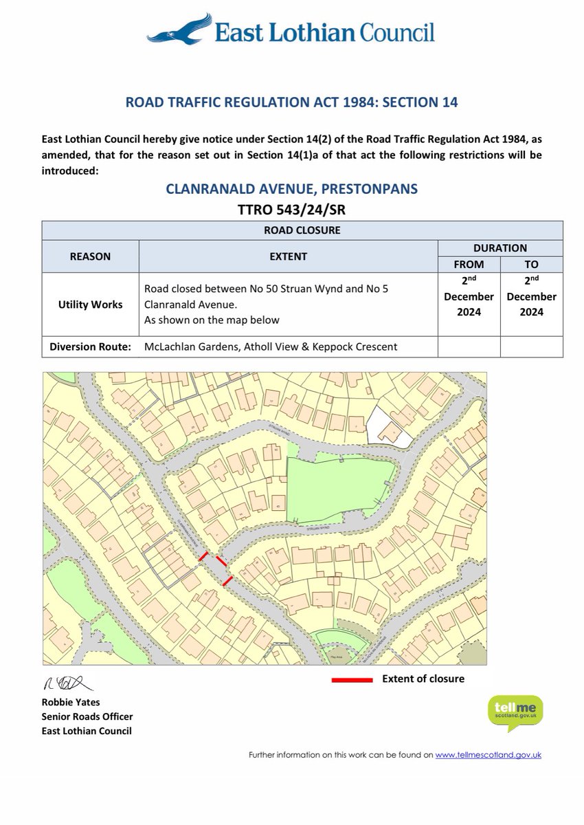 Road closures for utilities work <a href="/PrestonpansCC/">Prestonpans Community Council</a>