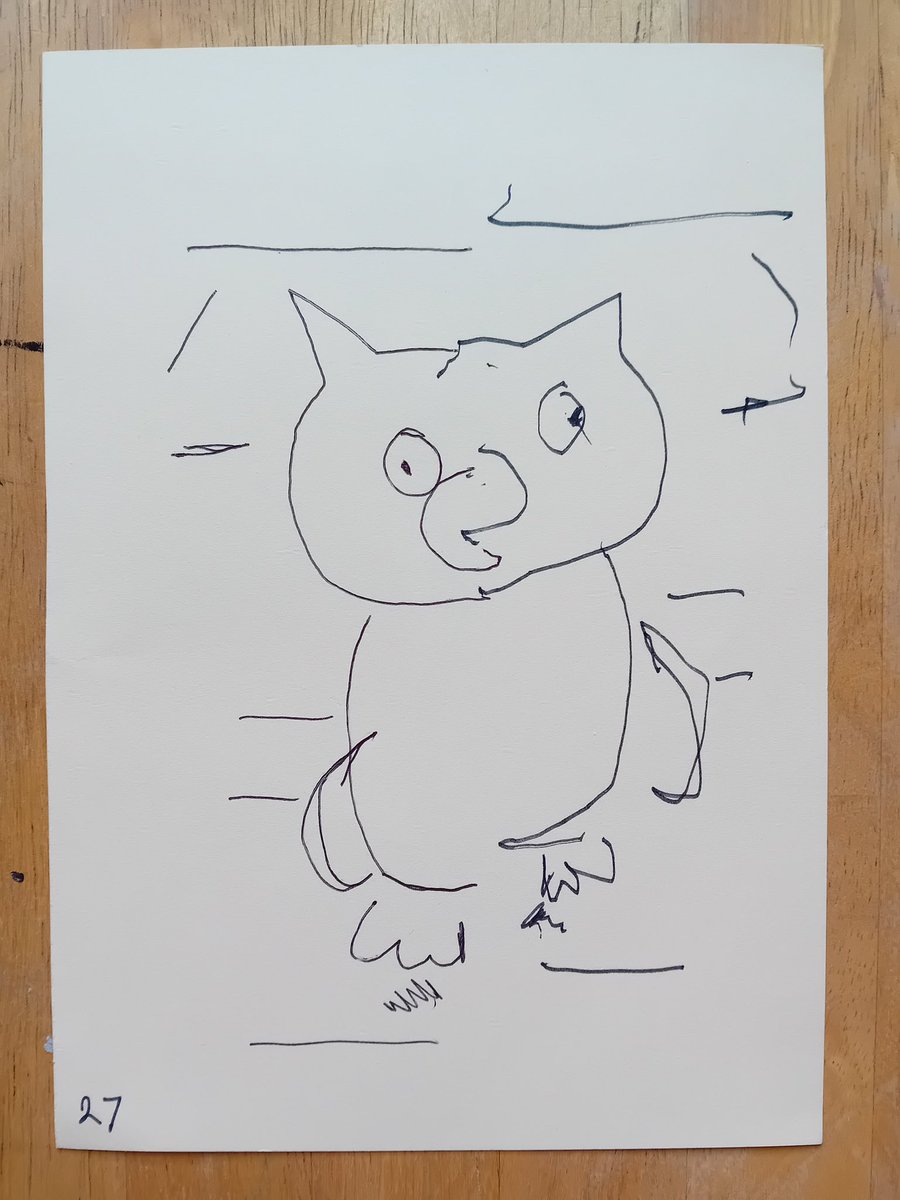 511arts's tweet photo. #NoPressureNovember
Day 27 - Hold a pen in each hand again but ALSO do not look down at your page

Well this is just hilarious. It’s a little owl thing…obviously. Went for something vaguely symmetrical or my brain would have completely short circuited. https://t.co/lNhOIvChnS