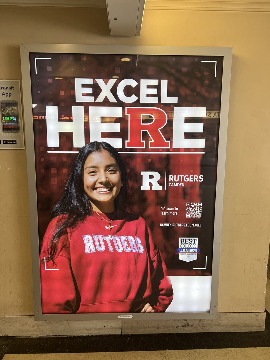 Kdot4Prez's tweet photo. Having spent a large portion of my career creating mockups that were never actually used, it hits different seeing my work at this scale. So grateful. 

The “Excel Here” campaign I designed for Rutgers is live at @Amtrak 30th Street station in Philadelphia. https://t.co/mZFYW9TRDP