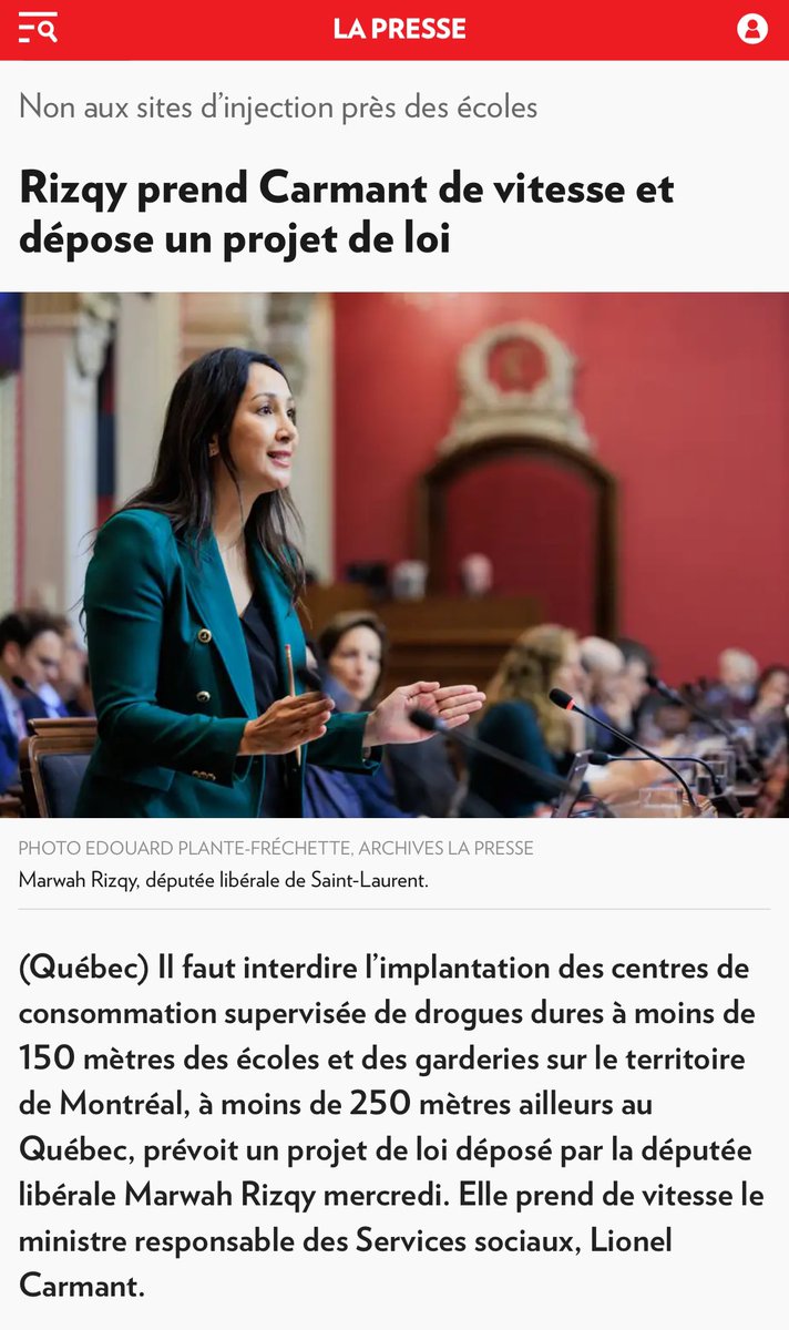 marwahrizqy's tweet image. Vous êtes nombreux à nous avoir écrit pour demander de légiférer afin que les centres de consommation supervisée de drogues ne s’installent pas aux abords des écoles et des garderies. Je me suis levée en chambre pour interpeller le gouvernement Legault sur cet enjeu il y a déjà 1…