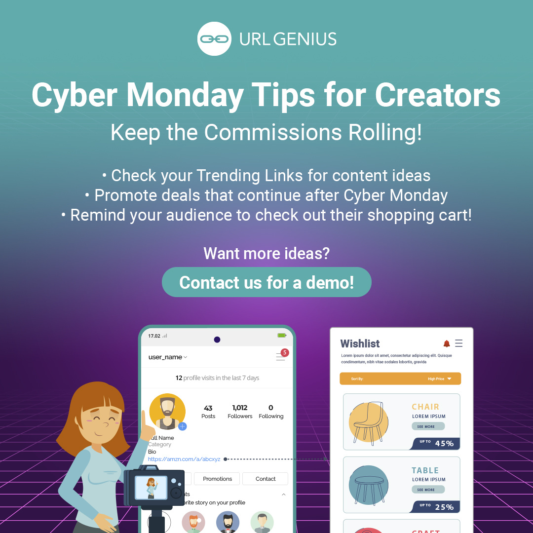 Cyber Monday is almost here! Make sure you are deeplinking those links! Let the links work their magic and watch your commission go up this holiday season!💻🛍️

#deeplinking
#urlgenius
#amazoninfluencer

hubs.li/Q02ZJ_vb0