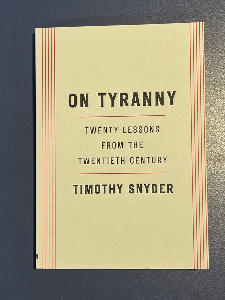 A very important read. Though slim, it is packed with wisdom. 

<a href="/TimothyDSnyder/">Timothy Snyder</a>’s words serve as a warning (which we did not heed) and an instruction manual (which we desperately need to follow).