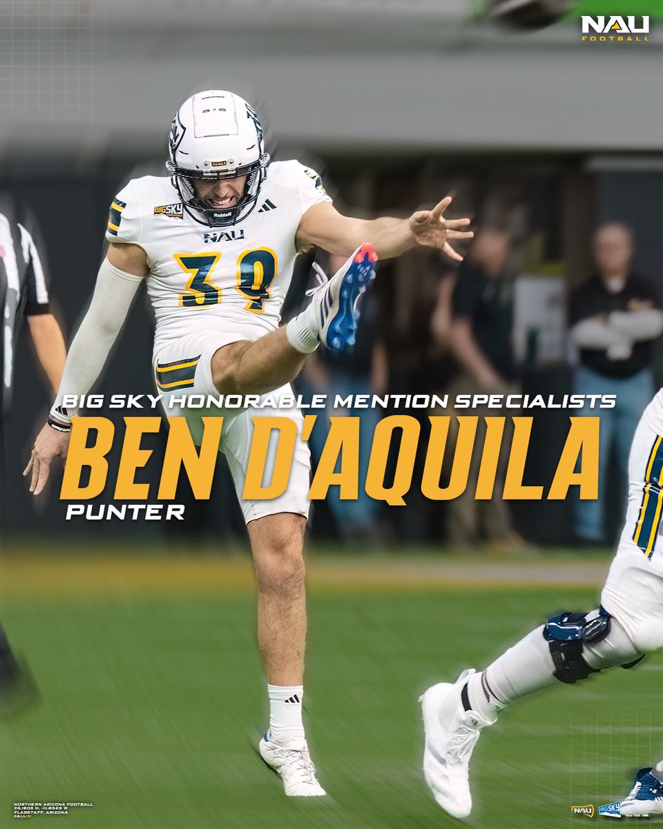 NAU Football (@nau_football) on Twitter photo <a href="/ammonjallen/">ammonjallen</a> <a href="/MicahCarreon2/">Micah Carreon</a> One of the best special team units in the country is right here in Flagstaff 🪓
<a href="/seanfarfan/">Sean Farfan</a>, Ben D’Aquila and <a href="/IsaiahEastman_/">Zay🥀</a> all earn their first career All-Big Sky honors!
#RaiseTheFlag | #ALLIN | #BigSkyFB <a href="/ammonjallen/">ammonjallen</a> <a href="/MicahCarreon2/">Micah Carreon</a> One of the best special team units in the country is right here in Flagstaff 🪓
<a href="/seanfarfan/">Sean Farfan</a>, Ben D’Aquila and <a href="/IsaiahEastman_/">Zay🥀</a> all earn their first career All-Big Sky honors!
#RaiseTheFlag | #ALLIN | #BigSkyFB