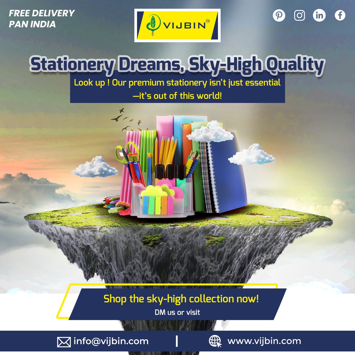 vijbin's tweet photo. Stationery Dreams, Sky-High Quality! 🖊️✈️
Look up! 🌤️ Our premium stationery isn’t just essential—it’s out of this world! https://t.co/BbuZ33tJNK