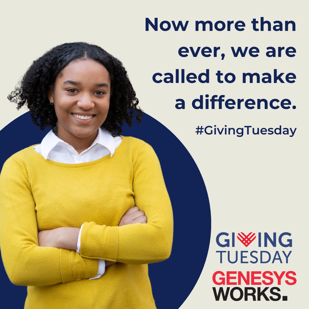 Giving Tuesday is one week from today—Tuesday, December 3rd!

On this global day of giving back, you can help Genesys Works NCR make career aspirations a reality for high schoolers and first-generation college students in our region.
bit.ly/NCRGIVE24, #GivingTuesday