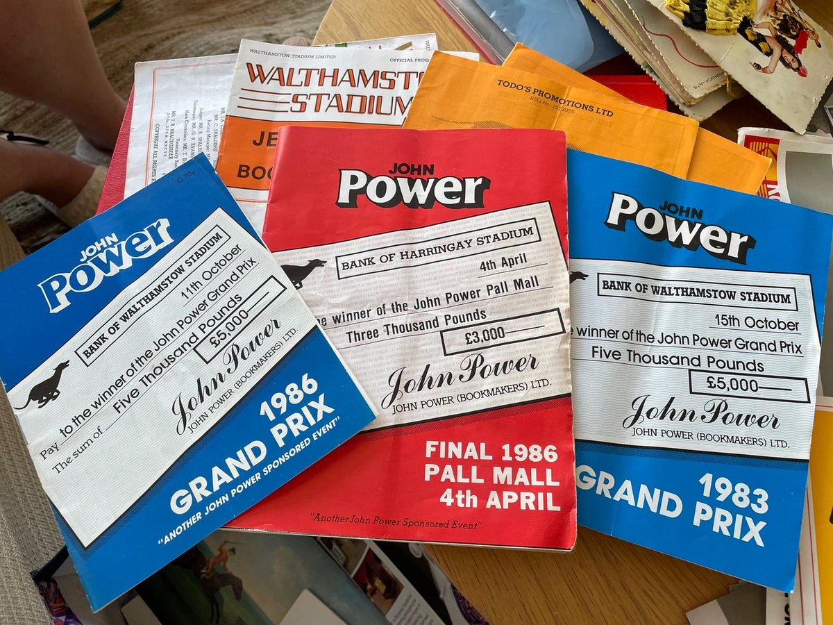 PatrickJJenkins's tweet photo. Some programmes of races my dad and uncle Tom sponsored back in the 80’s ..#johnpower #thestow #realbookmakers #benkeith #lordofthering #footballedge #walthamstow https://t.co/JaExPpnvnE