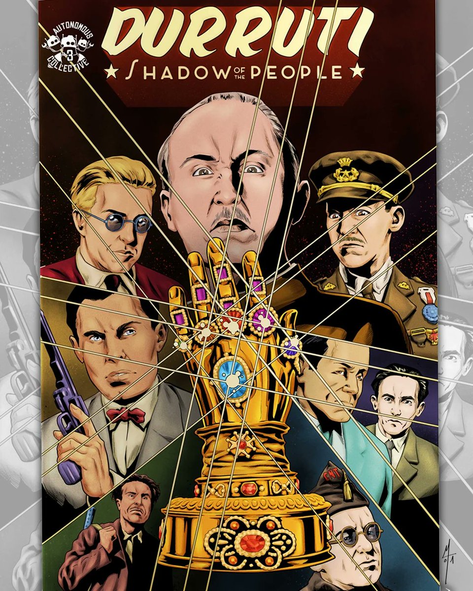 Portada de Durruti: Shadow of the People #3, inspirada en la portada clásica de Infinity War (1992). ¿Qué tiene que ver El Guantelete del Infinito con la Guerra Civil española?
#comicartist #durrutishadowofthepeople #AntiFascista #gauntletofinfinity kickstarter.com/projects/auton…