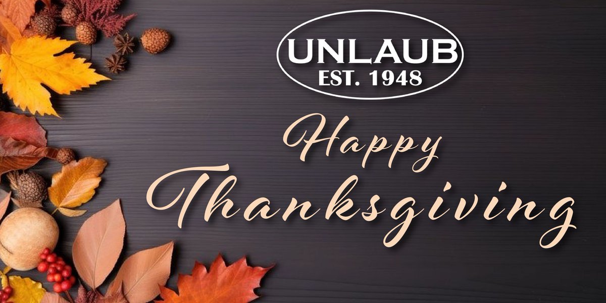 🍂🦃 Happy Thanksgiving from all of us at Unlaub / Channel Bearing! 🦃🍂
We will be closed on Thursday, November 28th, and Friday, November 29th, to spend time with our loved ones. 
#Thanksgiving #Grateful #ThankYou