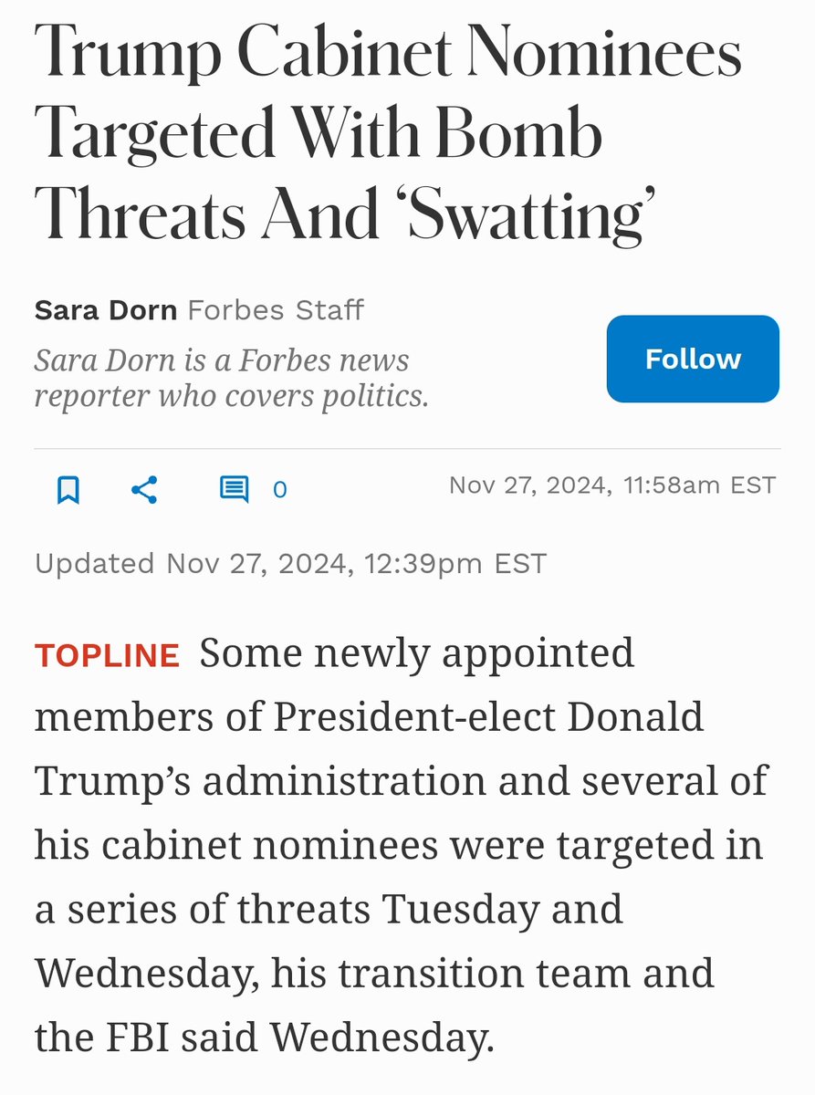 KristyTallman's tweet image. BREAKING: Trump Cabinet nominees and appointees are being targeted by bomb threats and swatting incidents, including threats at the homes of former Rep. Matt Gaetz and Rep. Elise Stefanik. Law enforcement is responding swiftly to ensure safety.

#TrumpTransition #BombThreats…