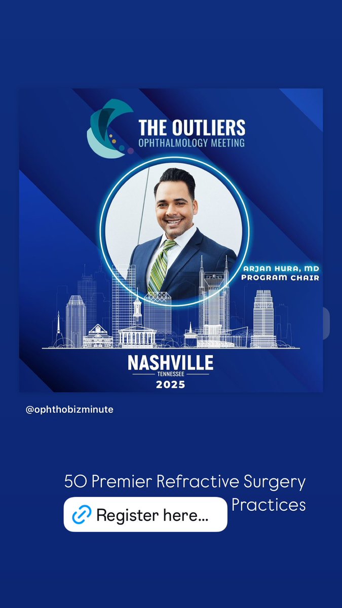 Join 50 of the most Premier Refractive Surgery Practices at The Outliers Ophthalmology Meeting in Nashville on March 21-22, 2025. 

Register now!
reg.eventnook.com/event/u75988/h…