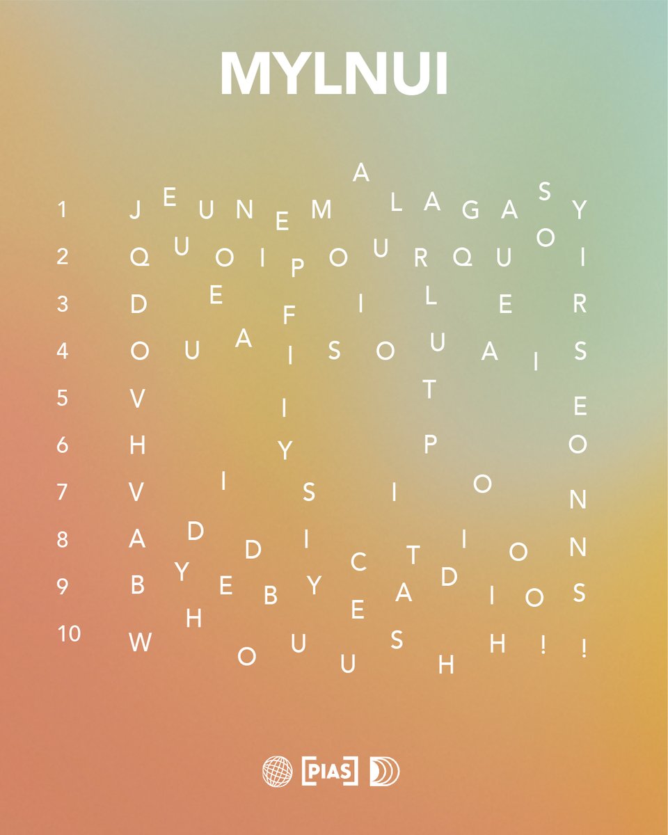 La tracklist de MYLNUI est la, RDV vendredi 00h pour découvrir tout ça !

Real : <a href="/chopsoe/">chop</a> / A2H / REBORN
Mix/Master : <a href="/chopsoe/">chop</a>

Cover : <a href="/AlGrize/">AL GRIZE</a>
