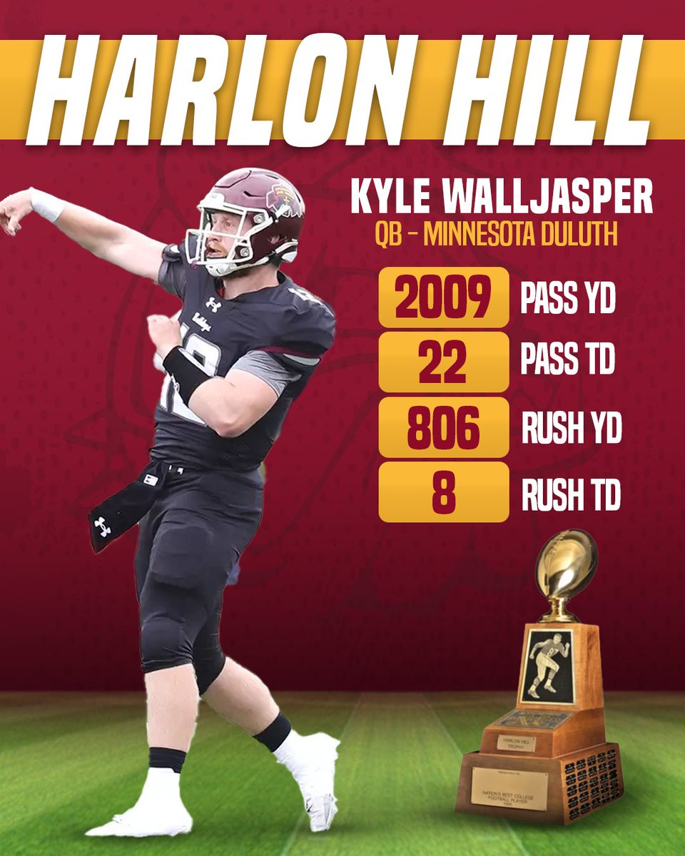 .<a href="/WalljasperKyle/">Kyle Walljasper</a> did it all for <a href="/UMD_Football/">UMD Football</a> under center in 2024 🫡

He is one of 5️⃣ Harlon Hill candidates from the <a href="/NorthernSunConf/">NSIC</a>