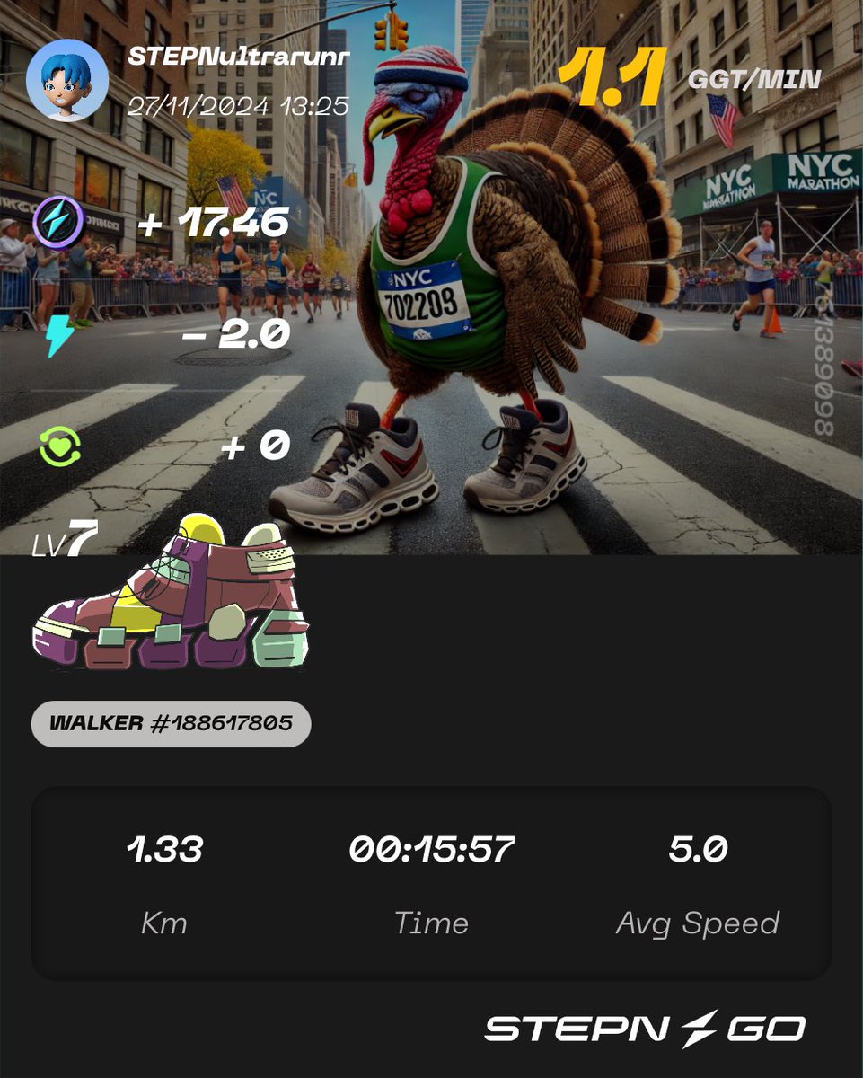 Enjoy the thanksgiving turkey trot with ⁦<a href="/Stepnofficial/">STEPN GO</a>⁩ 🦃⁦<a href="/fslweb3/">FSL Ecosystem</a>⁩