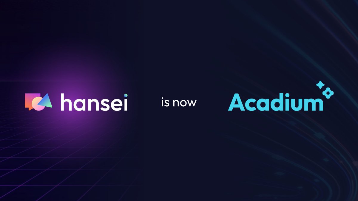Hansei is now @AcadiumAI (@hanseiapp) on Twitter photo Hansei is now Acadium.
Follow us at <a href="/AcadiumAI/">AcadiumAI</a>. Hansei is now Acadium.
Follow us at <a href="/AcadiumAI/">AcadiumAI</a>.