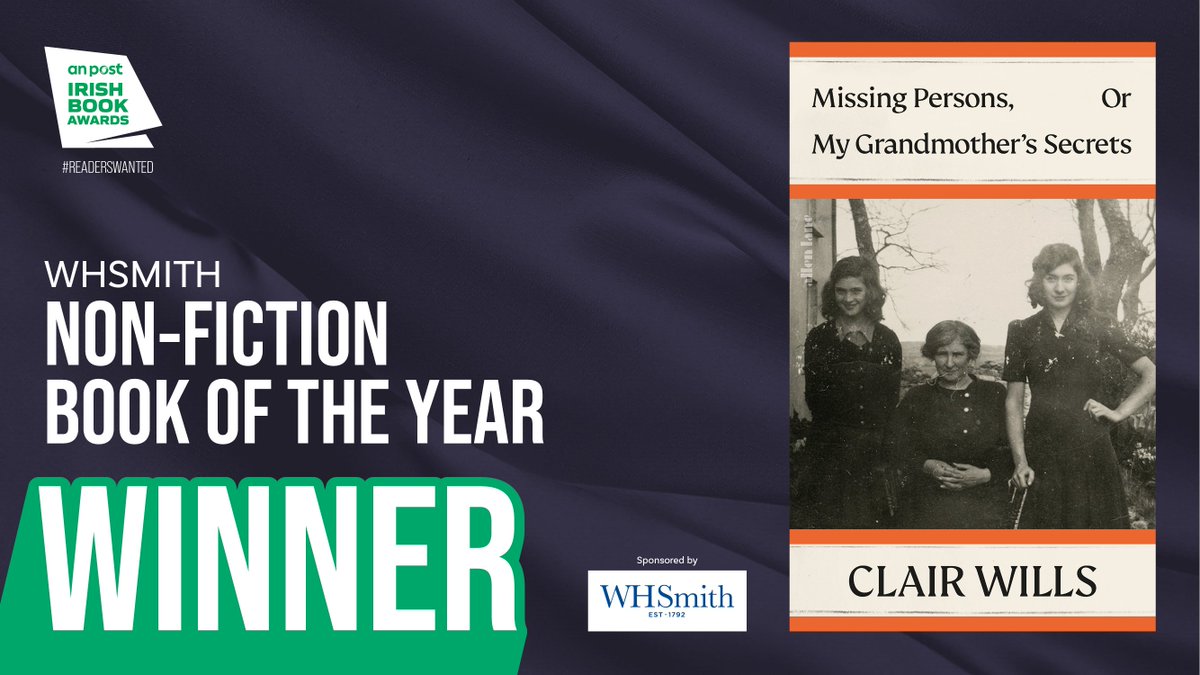 The WINNER of the 2024 <a href="/WHSmith/">WHSmith</a> Non-Fiction Book of the Year is...

Missing Persons, or My Grandmother's Secrets, Clair Wills (<a href="/AllenLaneBooks/">Allen Lane</a>)

#APIBA #ReadersWanted #StoriesMakeUs