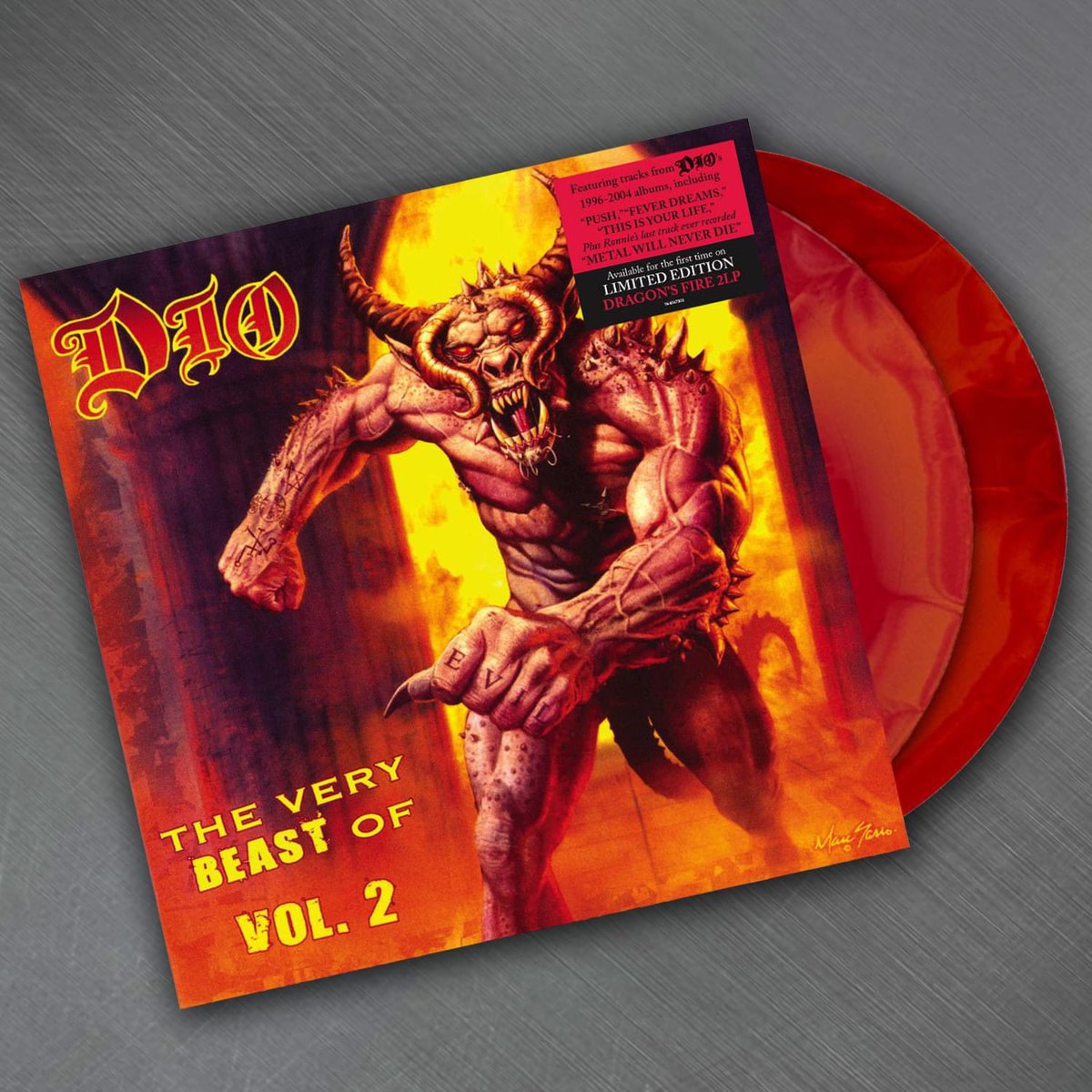 Long out of print &amp; coming soon on Limited Edition Red "Dragon’s Fire" 2LP VINYL! The Very Beast of DIO, Vol 2. Featuring tracks from the 1996-2004 DIO albums, plus Ronnie’s last recorded track “Metal Will Never Die". Out on Jan 31, 2025. Pre order here: dio.bio.to/vbd2PR