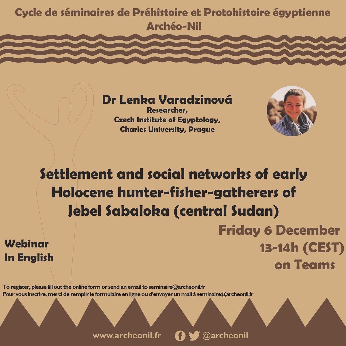 ArcheoNil's tweet image. 📆 Notre prochain séminaire Archéo-Nil aura lieu en ligne, en anglais, le vendredi 06 décembre à 13h ! Nous accueillerons la Dr Lenka Varadzinová.
📝 Inscrivez-vous avec le formulaire (docs.google.com/forms/d/e/1FAI…) ou en envoyant un mail à seminaire@archeonil.fr.