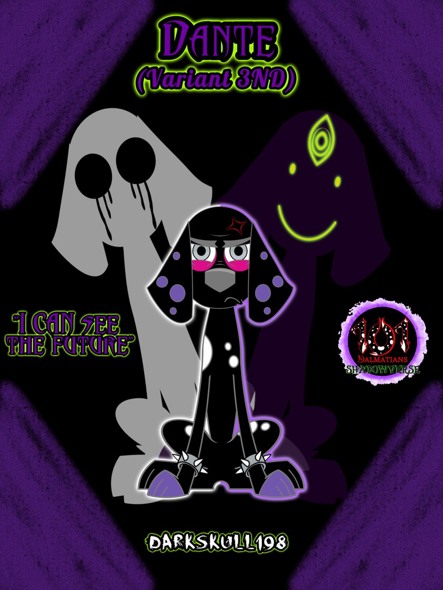 198Darkskull's tweet photo. "I CAN see the future."
Before there was two—before the end of the world—there was simply just a dog with his delusions. Meet Dante from Universe 3ND of the Shadowverse.
#101DalmatianStreet #101Shadowverse #Disney #fanfiction #fanart https://t.co/KeIm18NiqN