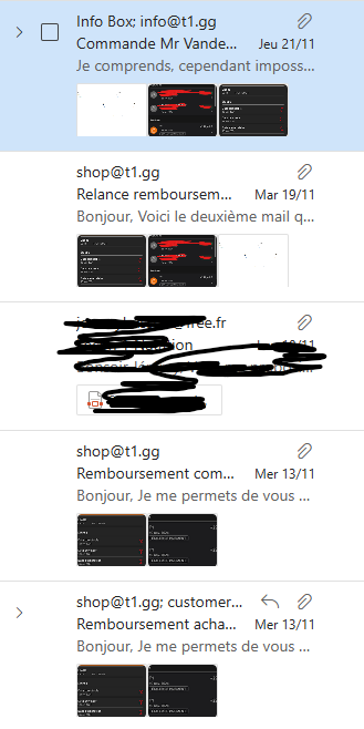ZiixPinpin's tweet photo. Les preuves que j'ai. Seulement "info@t1
gg' m'a répondu pour me rediriger vers un autre mail "shop@t1.gg" qui m'ignore 
@t1shopgg https://t.co/uPofOHZ8qB