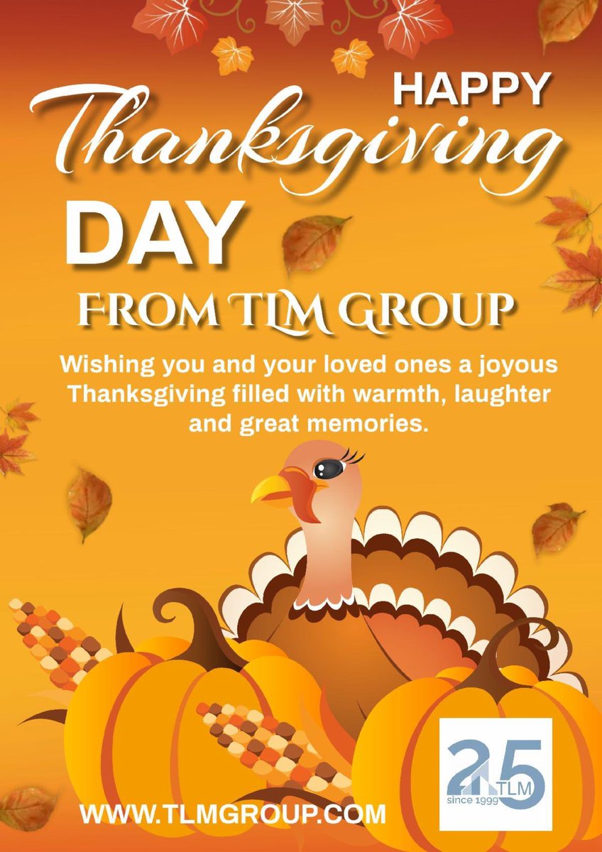 🍂 Happy Thanksgiving from TLM Group! 🦃
#Thanksgiving #Gratitude #Teamwork #Community #DataCenters #TLMGroup #OwnersRepresentative #ProjectManagement #DataCenterSolutions #MissionCritical #Construction #Technology