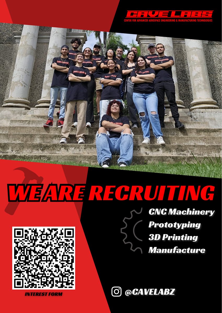 CaveLabz's tweet photo. ¿Estás interesado en la manufactura y el diseño?
❗️CAVELABS está reclutando nuevos voluntarios para el próximo semestre 2025! ⚙️ Si estás interesado en unirte a nosotros, no dudes en completar nuestro formulario de interés. 
¡Únete a nuestro gran equipo!💯 https://t.co/4oUsCCkJYP