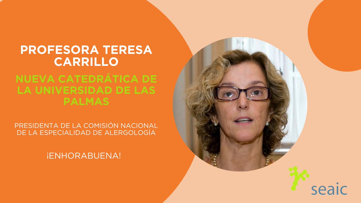 🎉 Desde hace unos días, la Dra. Teresa Carrillo, miembro de la SEAIC, es catedrática en la Universidad de Las Palmas, lo que refleja su dedicación a la #Alergología y la enseñanza. 

Desde la SEAIC, celebramos su éxito como un orgullo para nuestra especialidad. ¡Enhorabuena! 👏