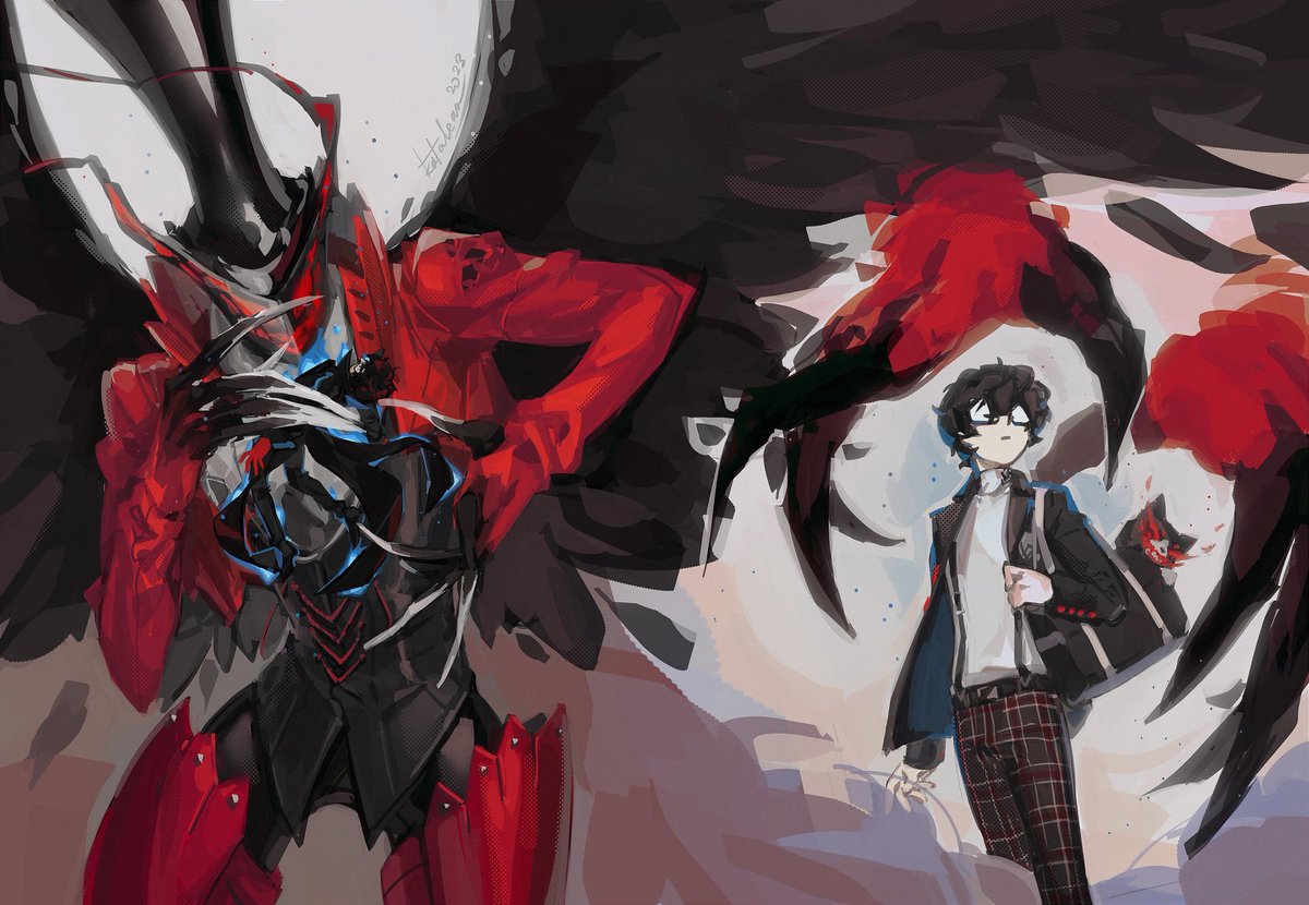 my spread for a persona 5 zine 👁️