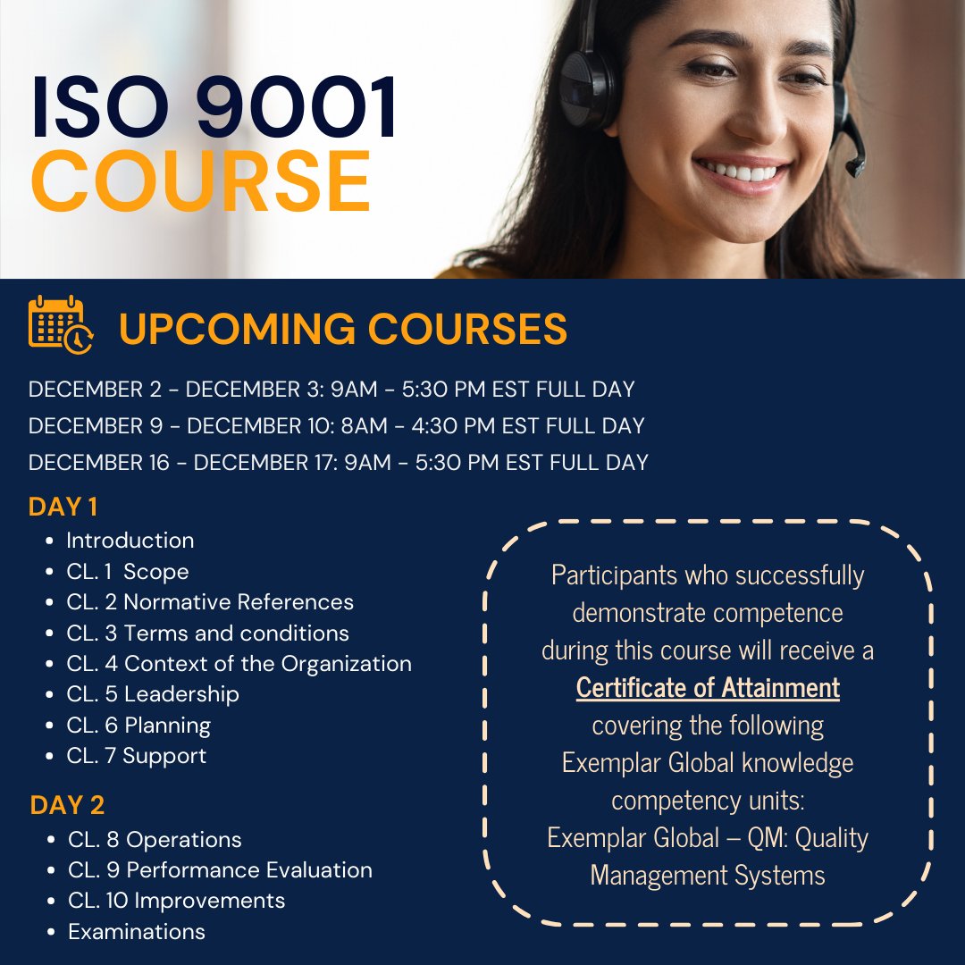 gojsainc's tweet image. Elevate your expertise in quality management with our upcoming ISO 9001 Courses designed to equip you with the knowledge and tools to implement and maintain world-class quality systems.

gojsainc.com/2-day-iso-9001…