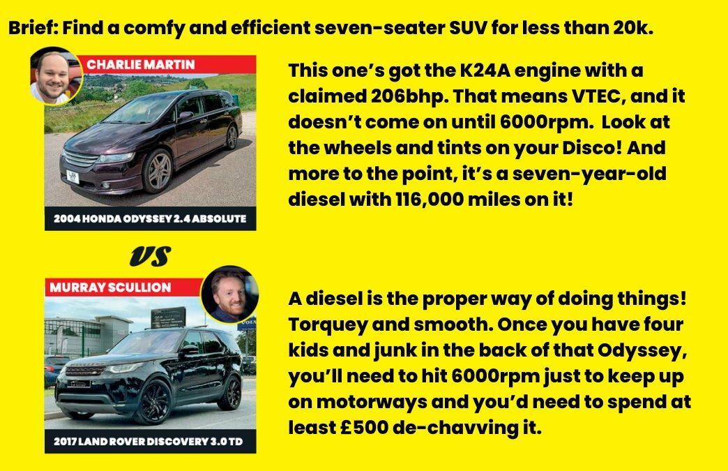Autocar's Charlie Martin and Murray Scullion go head to head to find a comfy and efficient seven-seater SUV for less than £20k - Which one would you pick?🤔