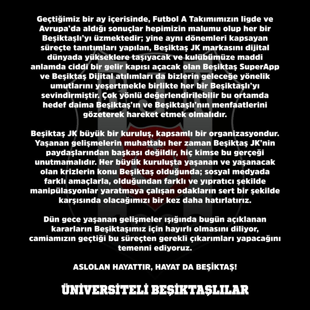 GÜNDEM HAKKINDA AÇIKLAMAMIZDIR;

#UNIBJK