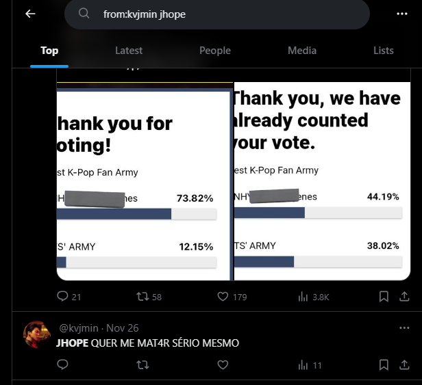 theEllyes's tweet photo. engraçado sabe, quando o jhope estava participando de uma votação VOCÊ não votou nele nem falou absolutamente NADA 
agr tem a cara de pau de menciona-lo ? por favor né https://t.co/9XyrKt6Bln