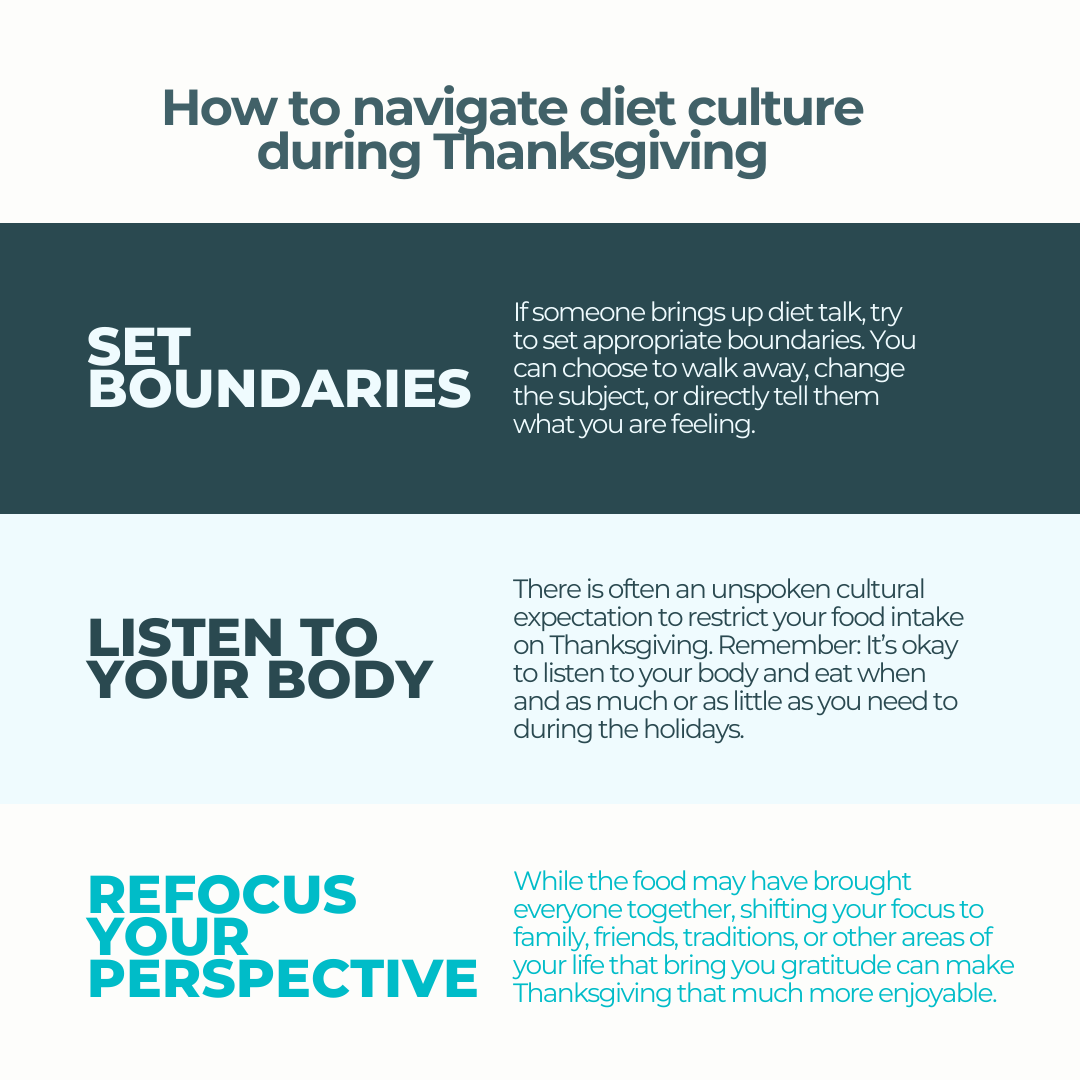 Diet talk has the potential to derail the spirit of Thanksgiving. But by prepping for how you’ll navigate these conversations, you’ll have a better chance of creating more positive memories from the holiday season. 🦃

Find more tips on the EDH blog → edhlink.com/thanksgiving