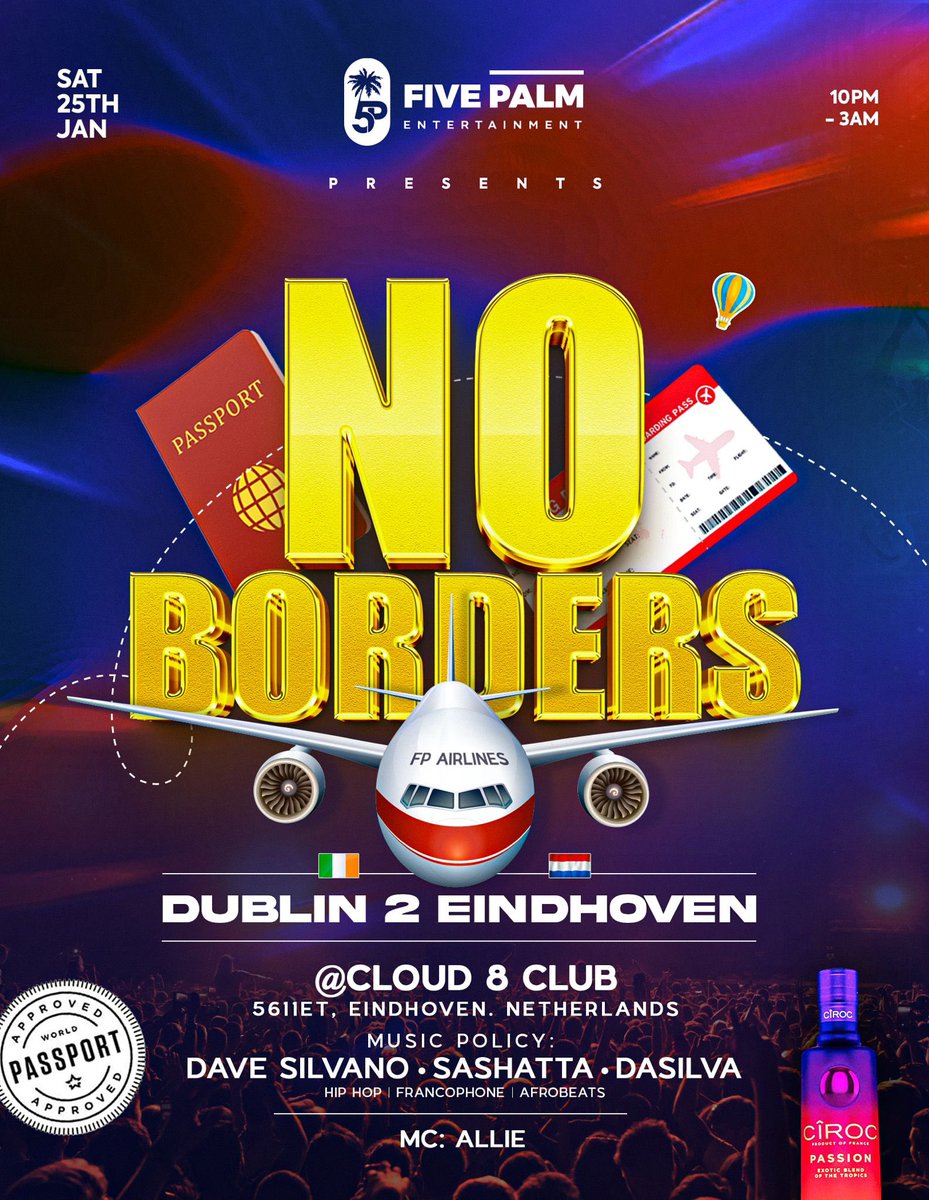fivepalment's tweet photo. Dublin🇮🇪 To Eindhoven 🇳🇱 

Come party in the Netherlands with us on the 25 January✈️

Cloud 8 Club, Eindhoven📍

🎟️ TICKETS OUT NOW - Link in Bio‼️

https://t.co/3ixADDogvg https://t.co/gjPJVQourW