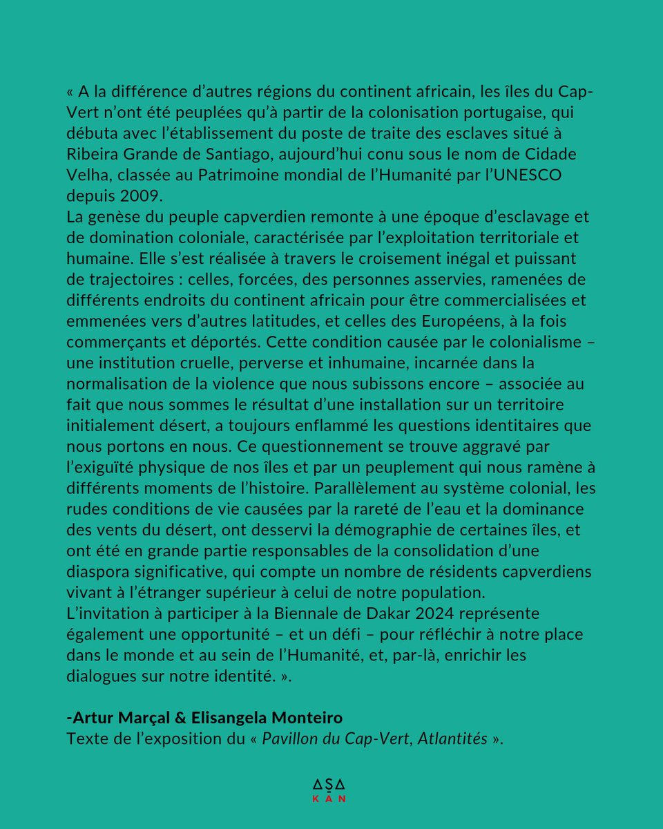 asakan_art's tweet photo. Nos Coups de Cœur 
de la Biennale de Dakar 2024

8. L’Exposition du « Pavillon du Cap-Vert, Atlantités »

@mcndakar

#critiquedart
#curateurs 
#artcurators
#commissariatdexposition
#artcontemporain
#contemporaryafricanart
#PavillonCapVert
#DakArt2024 https://t.co/YfCLfg56yy
