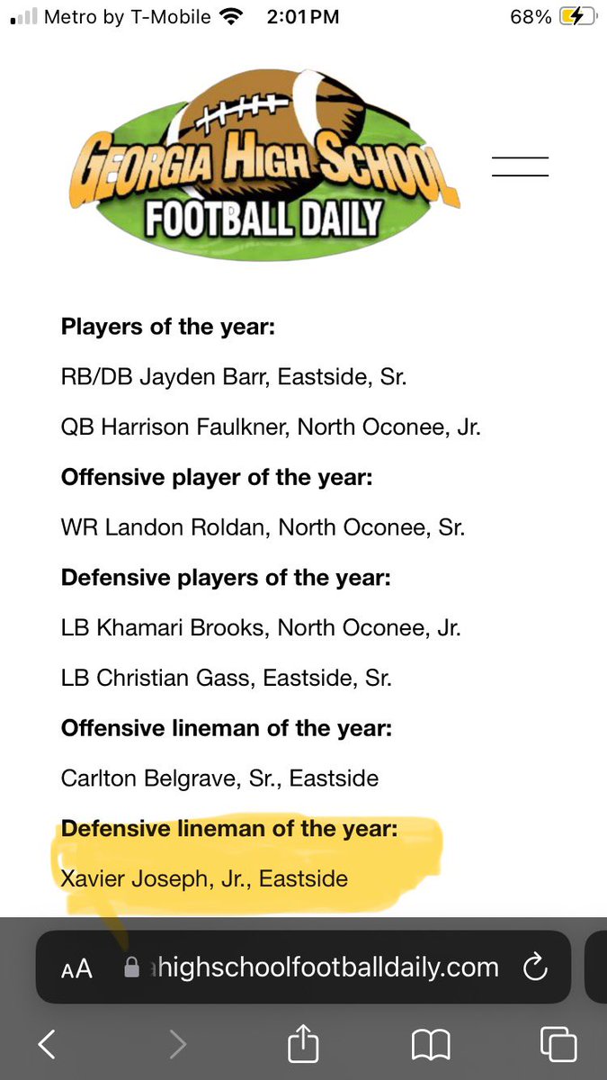 Xavier Ethan Joseph (@xavierethanjos1) on Twitter photo Blessed to be named Defensive lineman of the year AGTG๐๐พ Blessed to be named Defensive lineman of the year AGTG๐๐พ