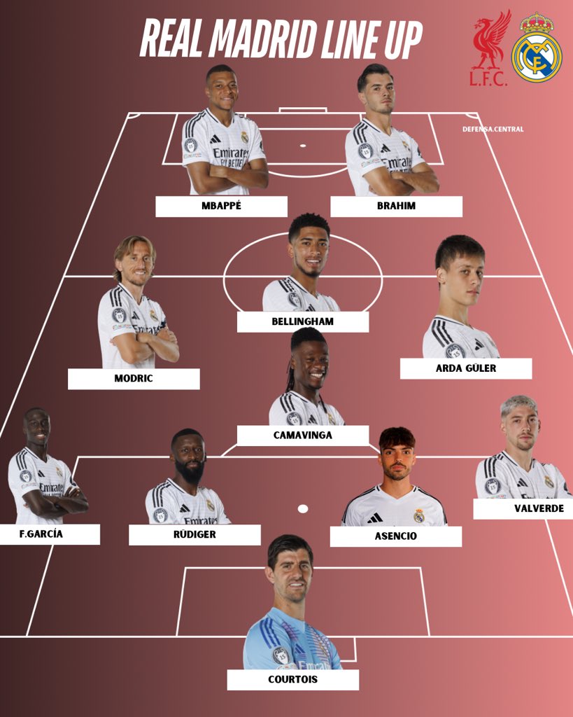 defcentral's tweet photo. ⚔️ El once titular del Real Madrid en Anfield. Ancelotti va con todo contra el Liverpool. https://t.co/UpMOgpdeDV