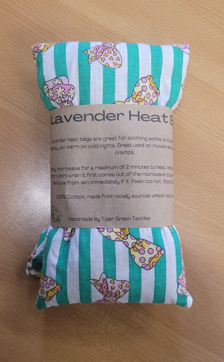 Snuggle up with our Lavender Heat Bags. 
Just pop them in the microwave for cozy warmth. 
Made from #recycled cotton scraps. 
Shop online today! 
#eco-friendly #handmade #stockingfiller
#TigerGreenTextiles 
buff.ly/3ANqCje
