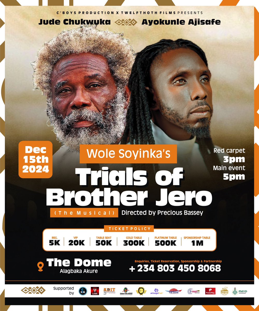 ayokunleajisafe's tweet photo. This Stage Musical will be filled with fun, comedy, and music. Staring the Legendary @chukwukajude65 @ajii1201 and a host of other performers. Directed by Precious Bassey. 
Don’t miss it https://t.co/N3Pf0uSLnf