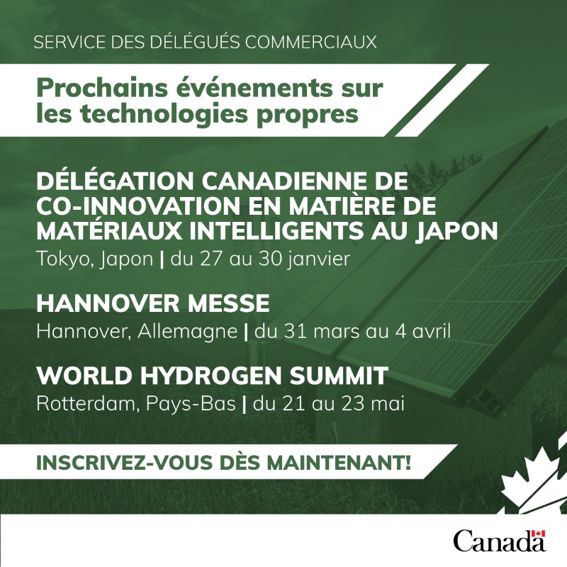 SDC_TCS's tweet photo. Le marché de la transition énergétique, d’une valeur de 2,49 T$, a besoin d’innovations dans les #TechPropres, et les #EntreprisesCdn s’y mettent! 🌍
Rejoignez-nous lors d’événements mondiaux pour promouvoir un avenir à faibles émissions de carbone : https://t.co/m6wD2TS9H8