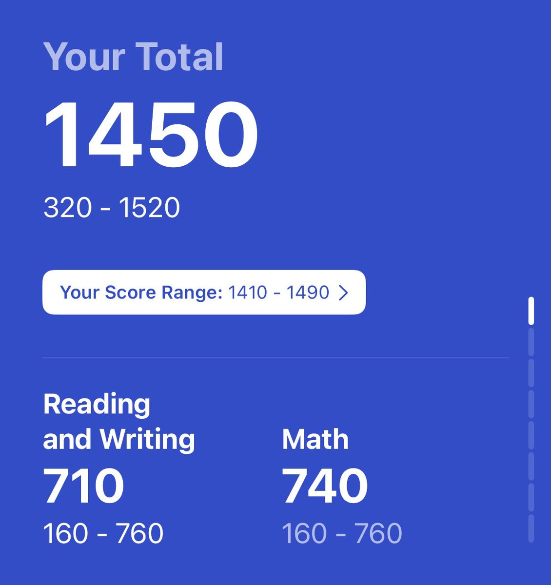 DCallahan2027's tweet image. Excited to score a 1450 out of 1520 on my PSAT, placing me in the 99th percentile and in the National Merit Scholar range.