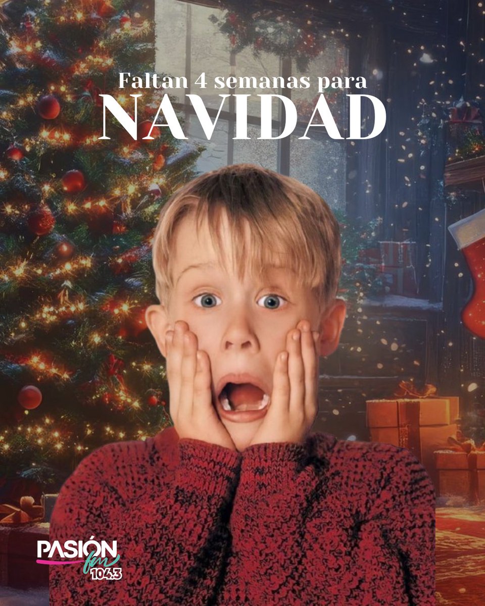 🎄✨ ¡La cuenta regresiva ha comenzado! ✨🎄En Pasión FM 104.3 ya sentimos la magia porque... ¡solo faltan 4 semanas para #Navidad! 🎅🎁❄️

Es momento de decorar, cantar villancicos y compartir el espíritu navideño con quienes más amas. ❤️