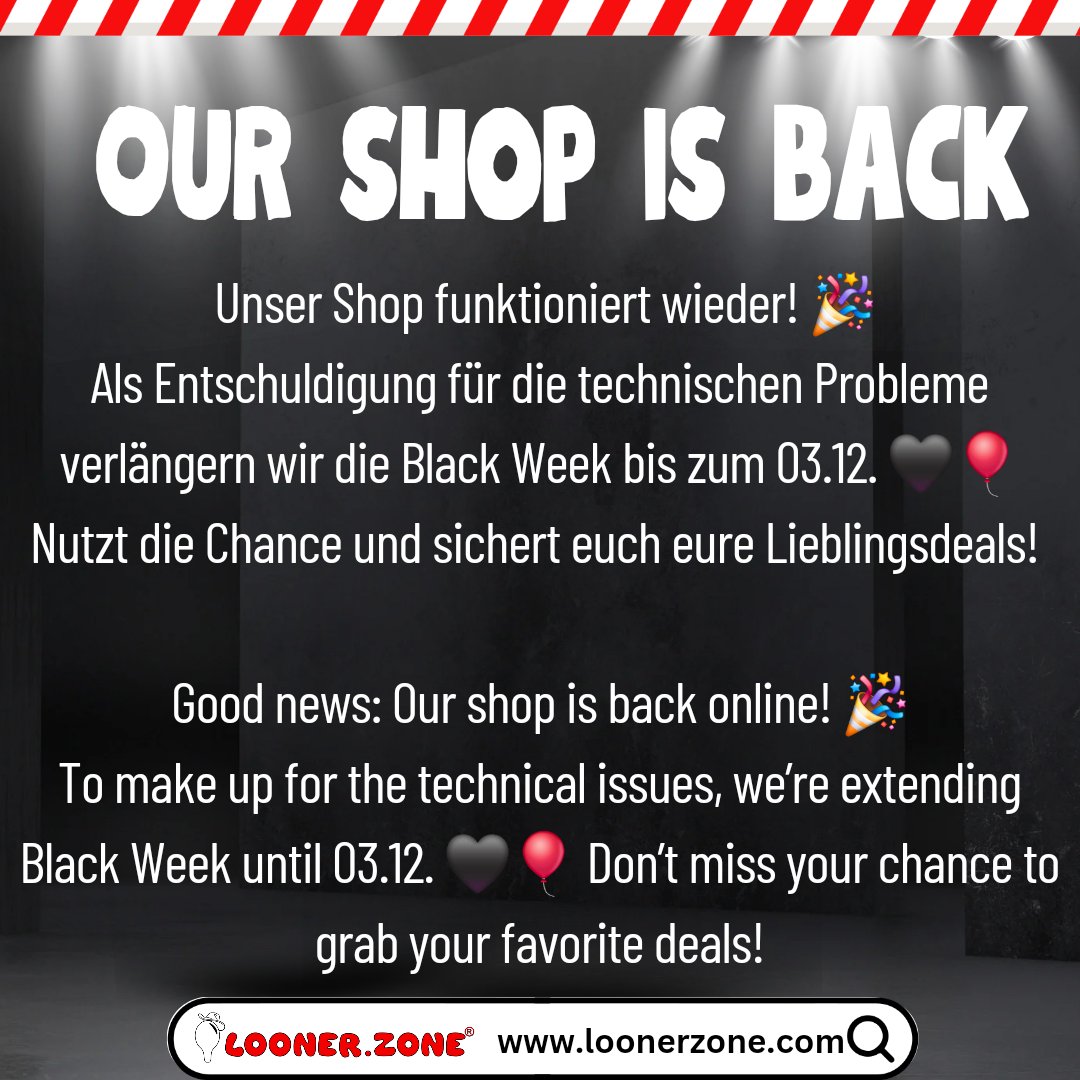 Good news: Our shop is back online! 🎉

To make up for the technical issues, we’re extending Black Week until 03.12. 🖤🎈 Don’t miss your chance to grab your favorite deals!
