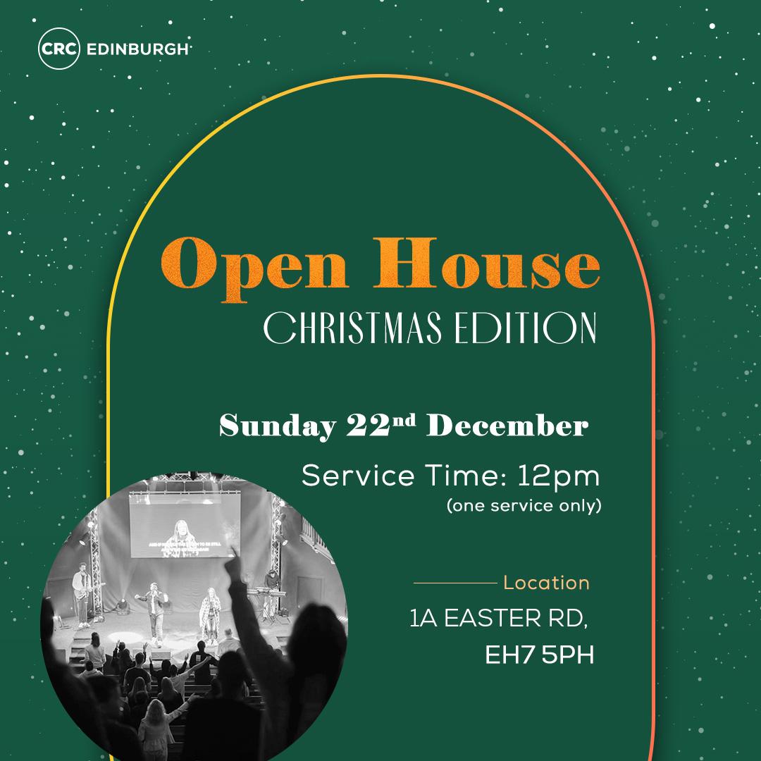 CRCEdinburgh's tweet image. Christmas is just around the corner, and so is our Open House!

Join us on December 22nd for our Open House: Christmas Edition! Swipe to see all our events taking place during the festive period. 

#Christmas2025 #Churchnearme