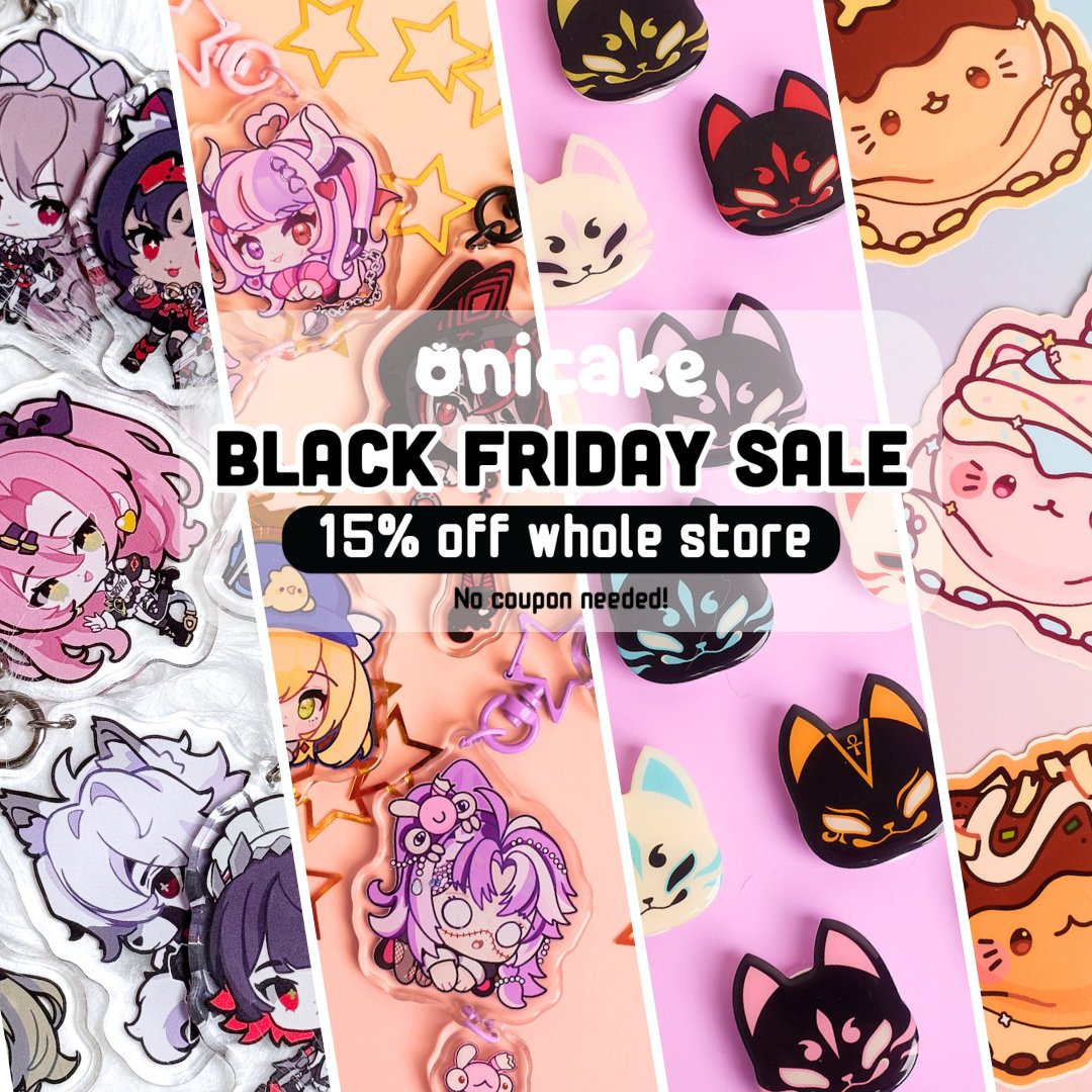 ✨🛍️ Black Friday sale!✨🛍️

It's that time of the year again! Our entire store is 15% OFF!!! No coupon or minimum purchase required. From keychains to bags, enamel pins to plushies! Don't miss out on this sale!🥳 #blackfriday #blackfridaysale 

onicake.com