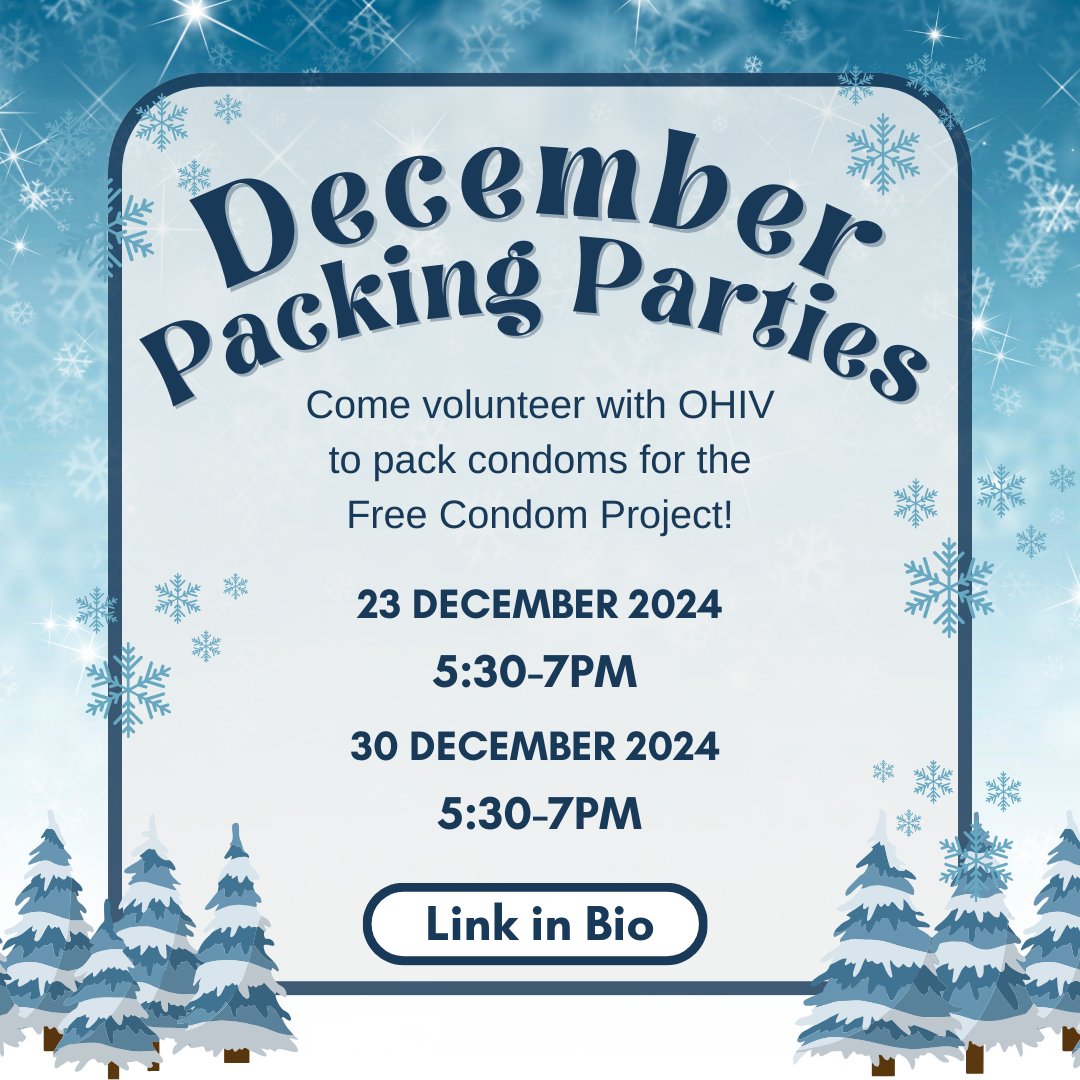 ohivhotline's tweet photo. Come help OHIV sort condoms into packages for our Free Condom Project! We have two packing parties available, on 12/23 and 12/30 from 5:30-7pm ET. 

🔗 Link in bio! 

#ohiv #ohio #freecondomproject https://t.co/4gzQ7uGsWK
