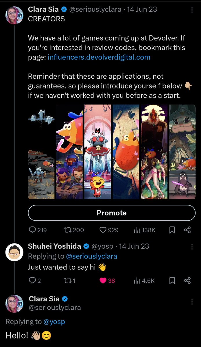 Yoshida-san is the BEST. What an indomitable positive force for indie games and small studios in this nutty industry. Plus Shu selfies are everyone's real event highlight. I'll especially miss the random "Hi, Clara!" messages. 🥲 本当に ありがとう ございました!